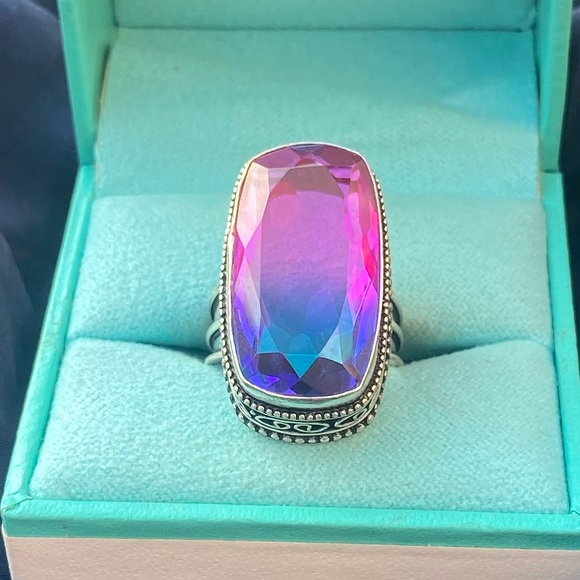 Turmaline & Sterling Silver Handcrafted Ring Size 8 - Picture 3 of 5